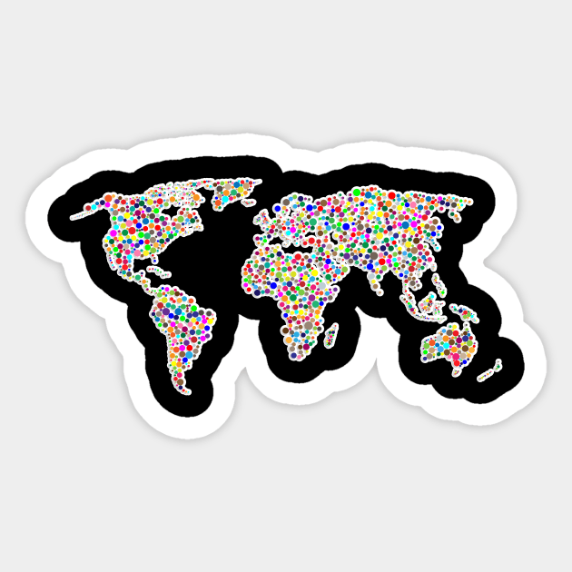 World Map Colorful Countries Sticker by GBDesigner